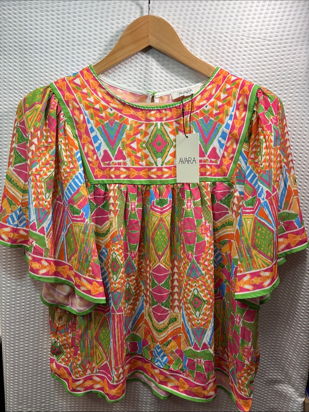 Avara Women’s Multi-Color Printed Flutter Sleeve blouse